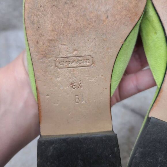 Coach Vintage Light‎ Green Suede Square Toe Slide Mules size 6.5 - Picture 8 of 8